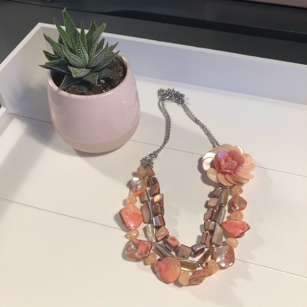 Pink shell statement necklace